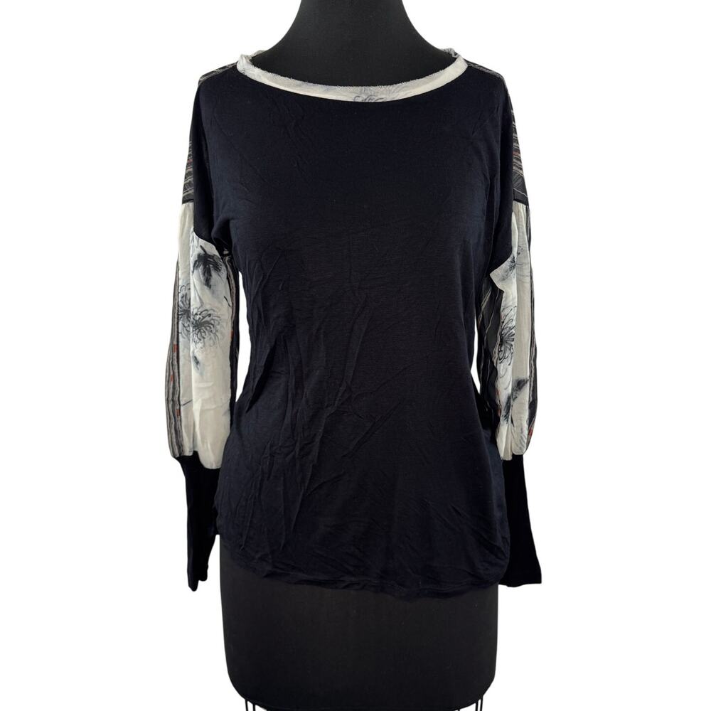 Anthropologie TINY Raye Pippa Top Printed Boat Neck Drop Shoulder Size Small S